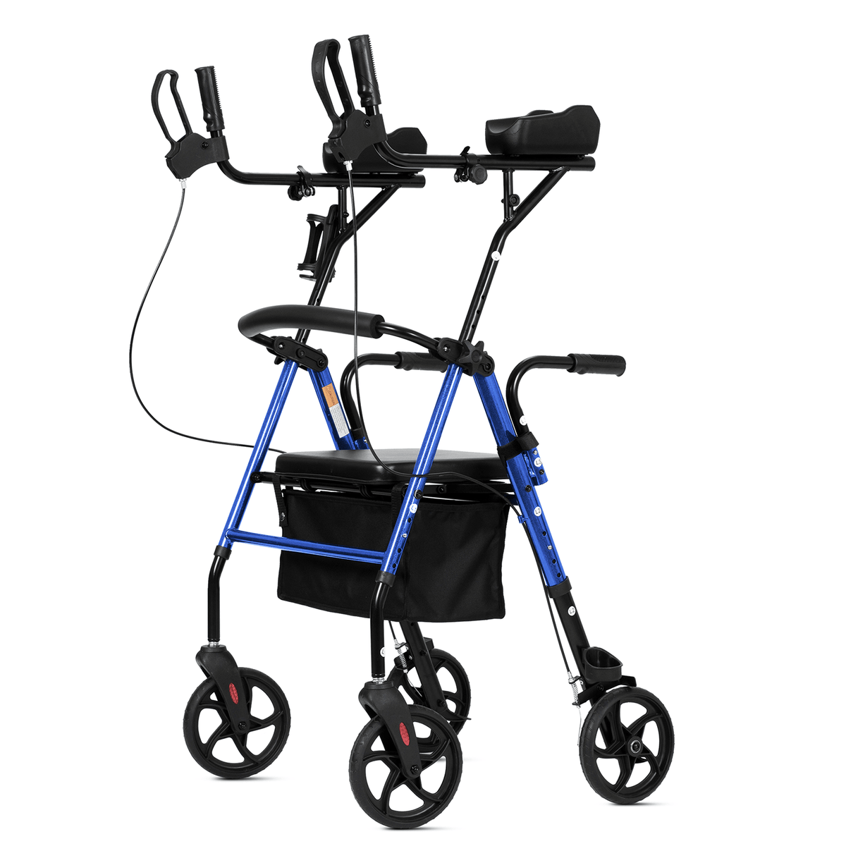 Elenker® Adjustable Height Rolling Walker with Padded Seat & Backrest |  Under-Seat Pouch, Cane/Umbrella Holder, Dual Brake System, One-Hand Folding