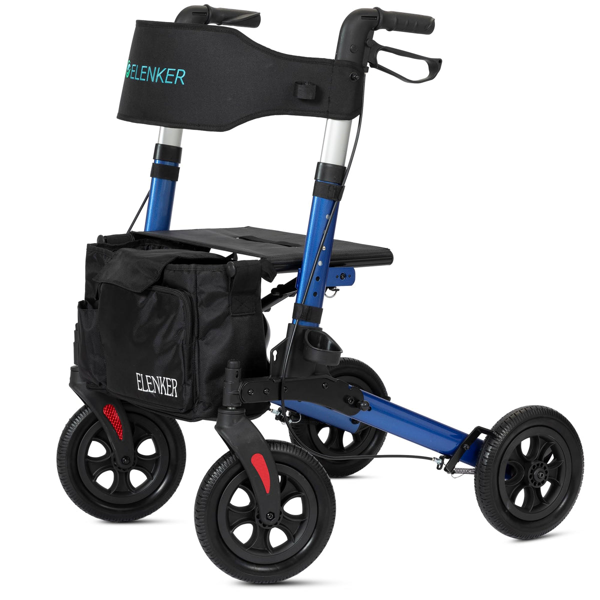 ELENKER® All-Terrain Rollator Walker: Compact Folding, Outdoor Mobility,  and Convenient Features
