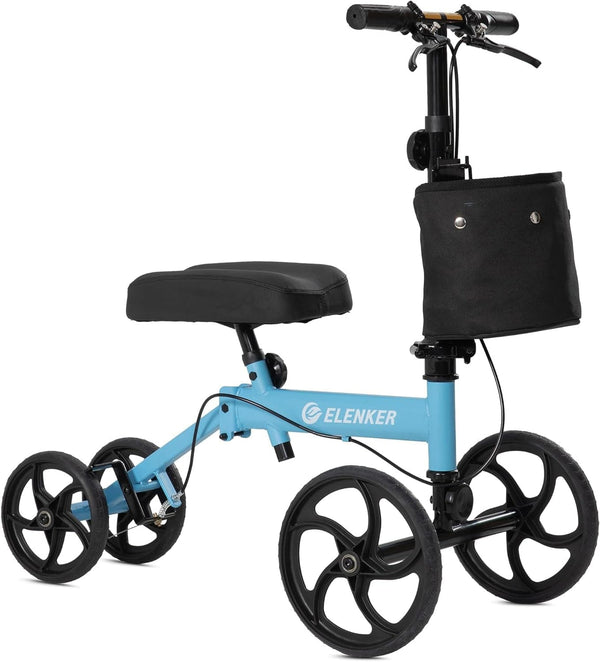 ELENKER Knee Scooter Economy Steerable Knee Walker with 10" Front Wheels Portable Crutch Alternative new