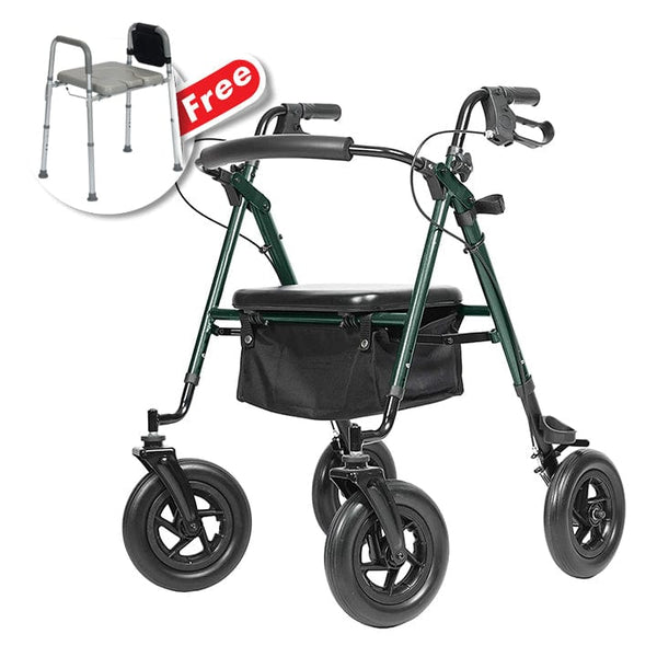 ELENKER ® HFK-9236D4 All-Terrain Rollator Walker 10” Green