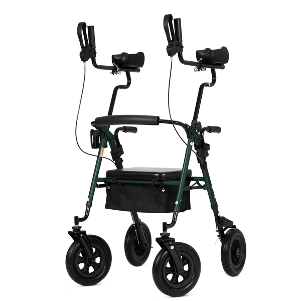 HFK-9236T4 ELENKER® Upright Rollator Walker, Stand Up Rolling Walker with 10’’Big PU Wheels and Adjustable Padded Armrests for Seniors from 4’8”to 6'4” Green Refurbished