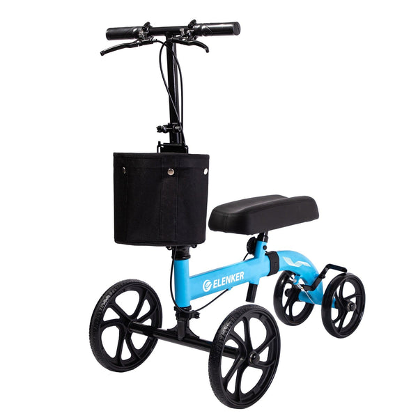 MT-9251 ELENKER®  Best Value Knee Walker Steerable Medical Scooter Crutch Alternative with Dual Braking System Sky Blue Refurbished