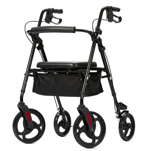 ELENKER ® YF-9007B Rollator Walker with 10” Wheels, Sponge Padded Seat and Backrest, Fully Adjustment Frame for Seniors Black