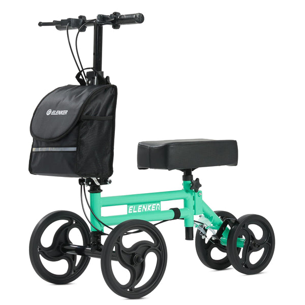 YF-9005F ELENKER Knee Scooter with Basket Dual Braking System for Ankle and Foot Injured Green