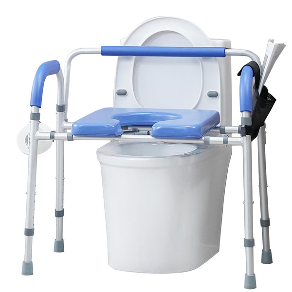 HFK-3375KD-2 ELENKER Heavy Duty Raised Toilet Seat with Armrests and Padded Seat, Elevated Toilet Seat Riser, Medical Bedside Commode Chair for Elderly and Disabled