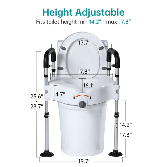 ELENKER ® HFK-3377  ELENKER Raised Toilet Seat with Handles  Elevated Toilet Seat Riser for Elderly and Disabled Support 300 lbs