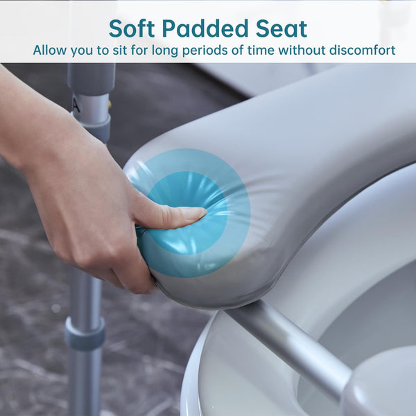 HFK-3367KD ELENKER Raised Toilet Seat with Armrests and Padded Seat, Elevated Toilet Seat for Elderly and Disabled, Adjustable Height, Grey