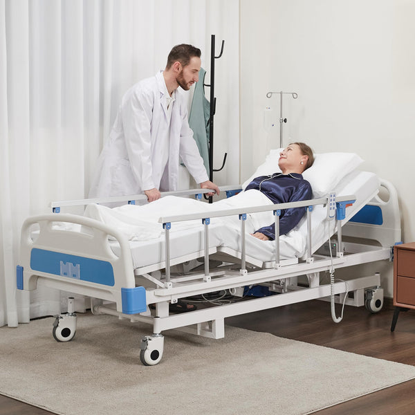 DH-6A431C ELENKER Premium 3 Function Full Electric Hospital Bed for Home and Hospital use (with Mattress & IV Pole), High Quality Motor