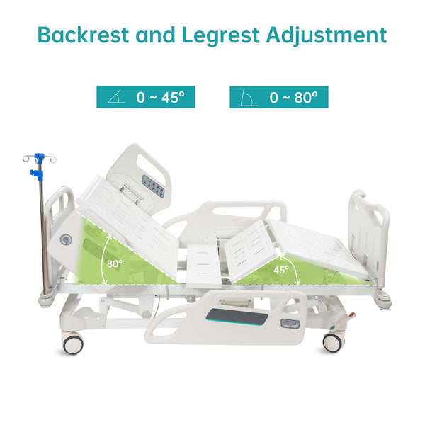 SLD-A51-112 ELENKER Full Electric Hospital Bed for Home Use, Premium Multi Functional Hospital ICU Bed with Trendelenburg and Reverse Trendelenburg. CPR One-Touch Reset and Stop Emergency Stop Features