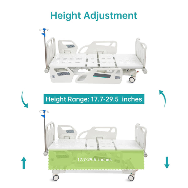 SLD-A51-112 ELENKER Full Electric Hospital Bed for Home Use, Premium Multi Functional Hospital ICU Bed with Trendelenburg and Reverse Trendelenburg. CPR One-Touch Reset and Stop Emergency Stop Features