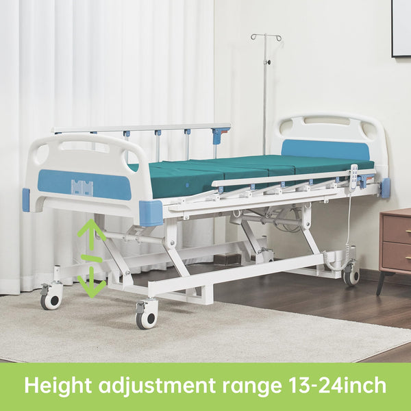 DH-6A431C ELENKER Premium 3 Function Full Electric Hospital Bed for Home and Hospital use (with Mattress & IV Pole), High Quality Motor