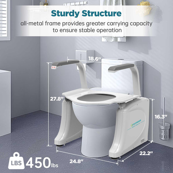 JC-JC35LT1 Electric Toilet Seat Riser, Powered Raised Toilet Seat with Handles for The Elderly and Disabled, Quiet Elevated Toilet Seat Lift in Bathroom, Capacity Weight 350lbs