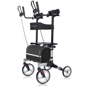 HFK-9223 Upright Walker, Stand Up Folding Rollator Walker with 10” Front Wheels Backrest Seat and Padded Armrests for Seniors and Adults freeshipping - Elenker