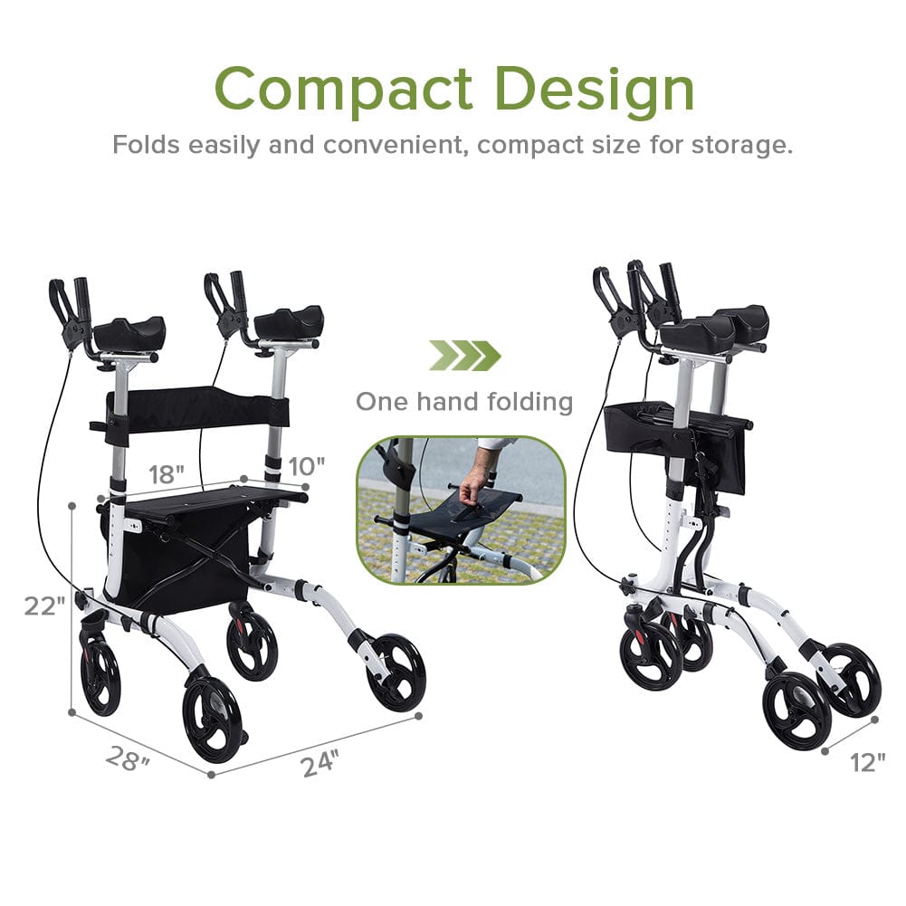 ELENKER® Upright Walker Stand Up Folding Rollator Walker Back Erect ...