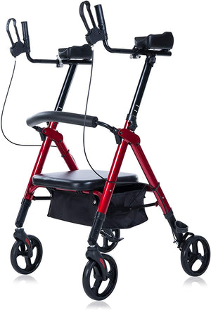 HFK-9219B PLUS ELENKER® Heavy Duty Upright Walker, Bariatric Stand Up Rollator Walker with Extra Wide Padded Seat & Backrest freeshipping - Elenker